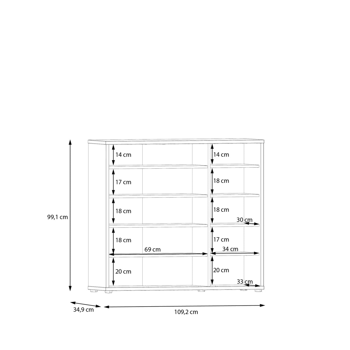 3 Door Shoe Cabinet with Push-to-Open Doors – Taupe