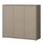 3 Door Shoe Cabinet with Push-to-Open Doors – Taupe