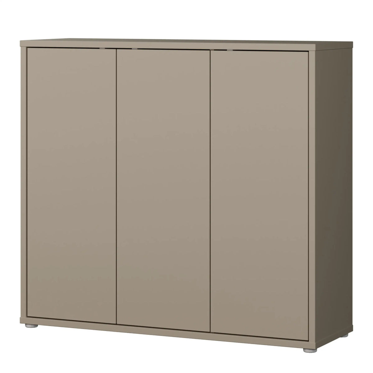 3 Door Shoe Cabinet with Push-to-Open Doors – Taupe
