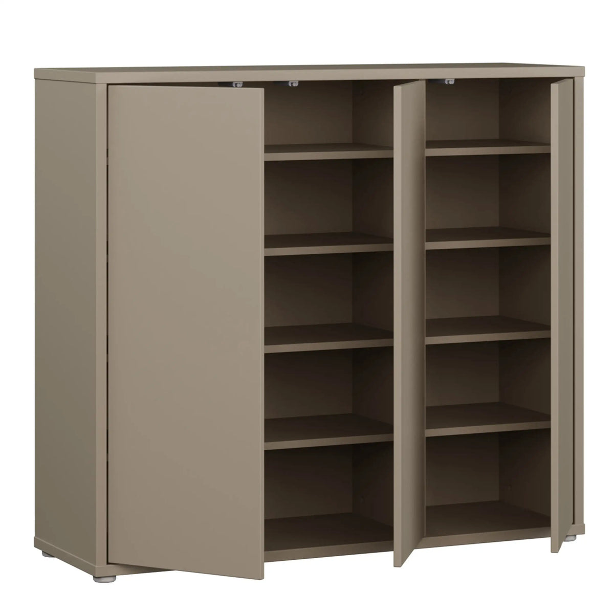 3 Door Shoe Cabinet with Push-to-Open Doors – Taupe