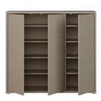 3 Door Shoe Cabinet with Push-to-Open Doors – Taupe