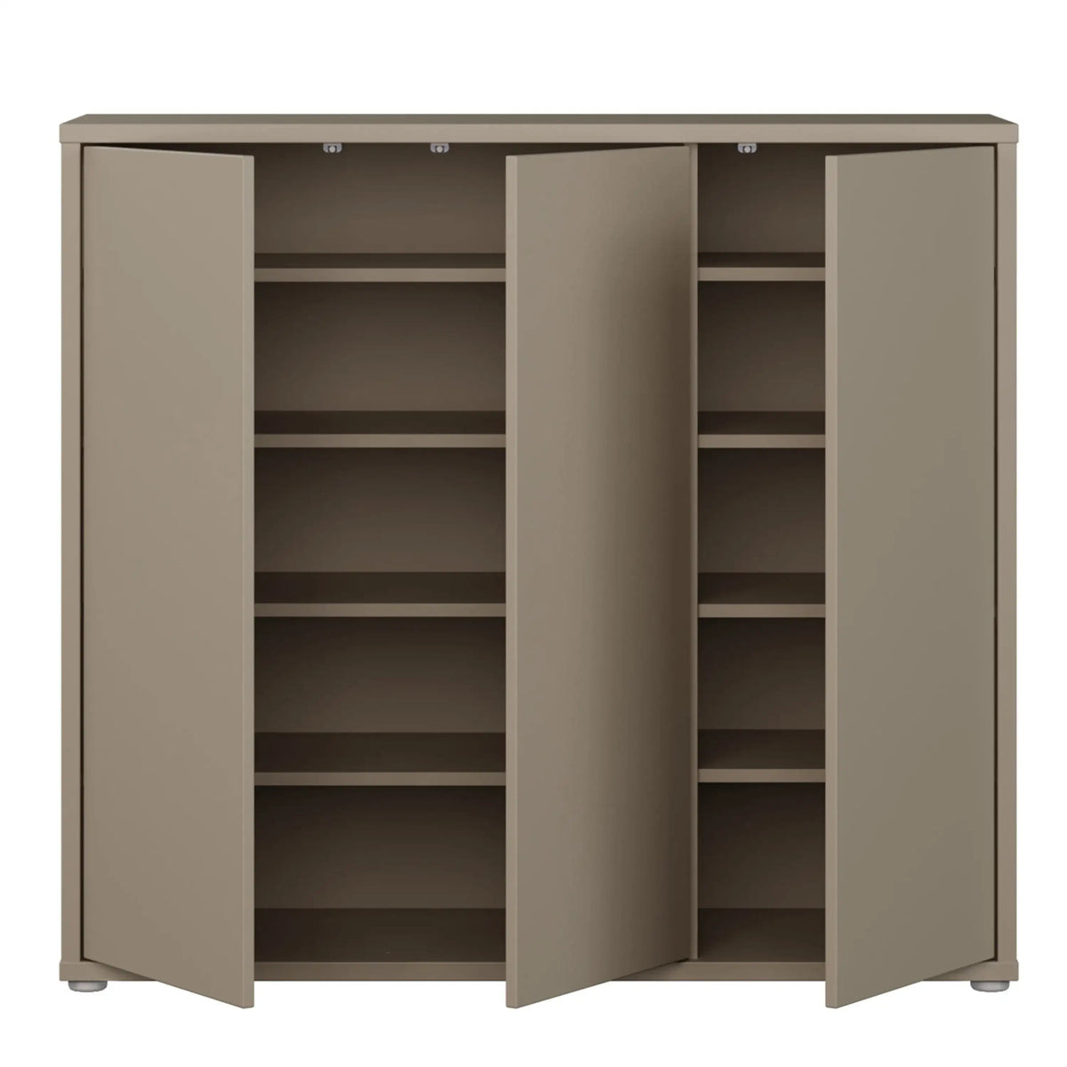 3 Door Shoe Cabinet with Push-to-Open Doors – Taupe