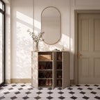 3 Door Shoe Cabinet with Push-to-Open Doors – Taupe
