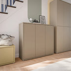 3 Door Shoe Cabinet with Push-to-Open Doors – Taupe