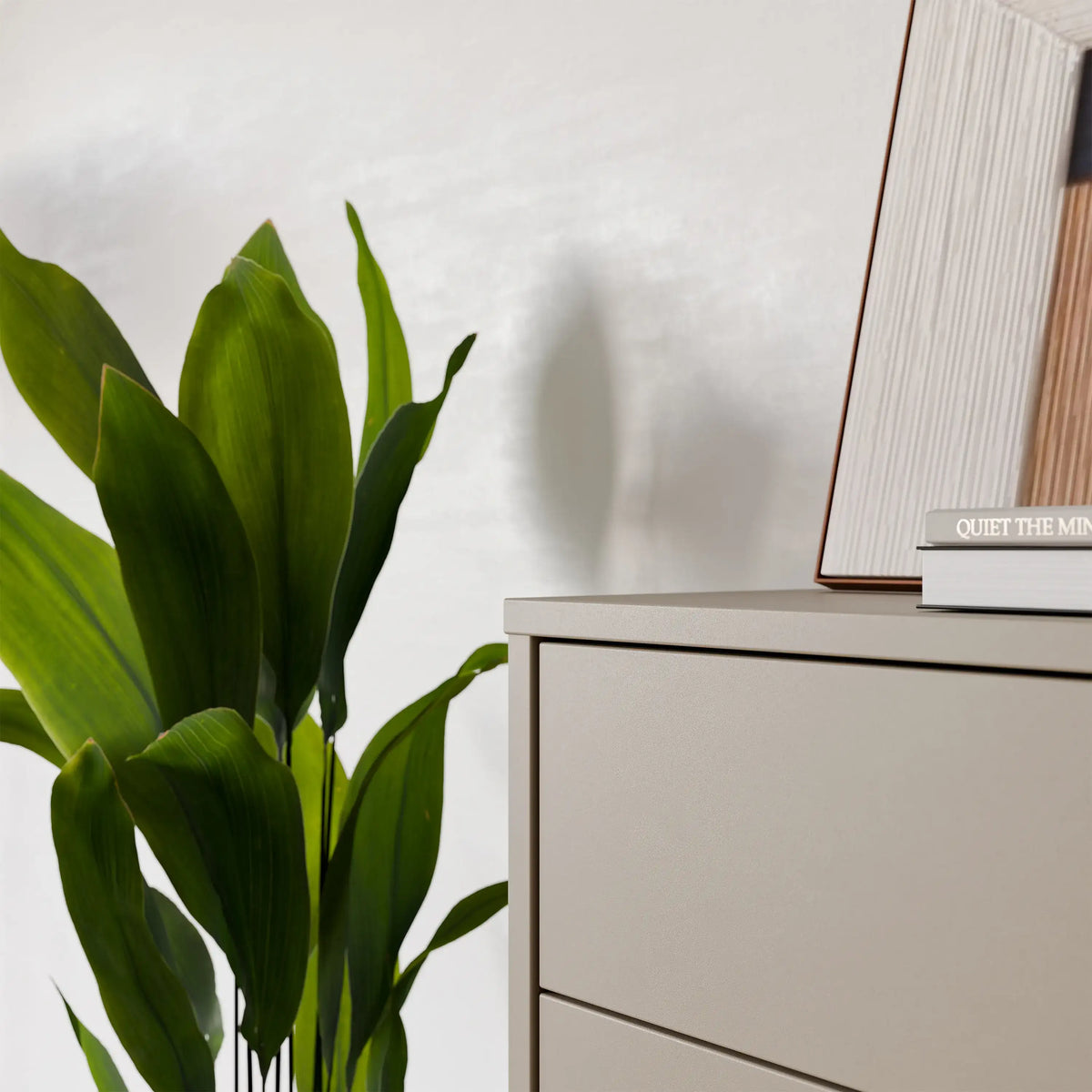 3 Door Shoe Cabinet with Push-to-Open Doors – Taupe