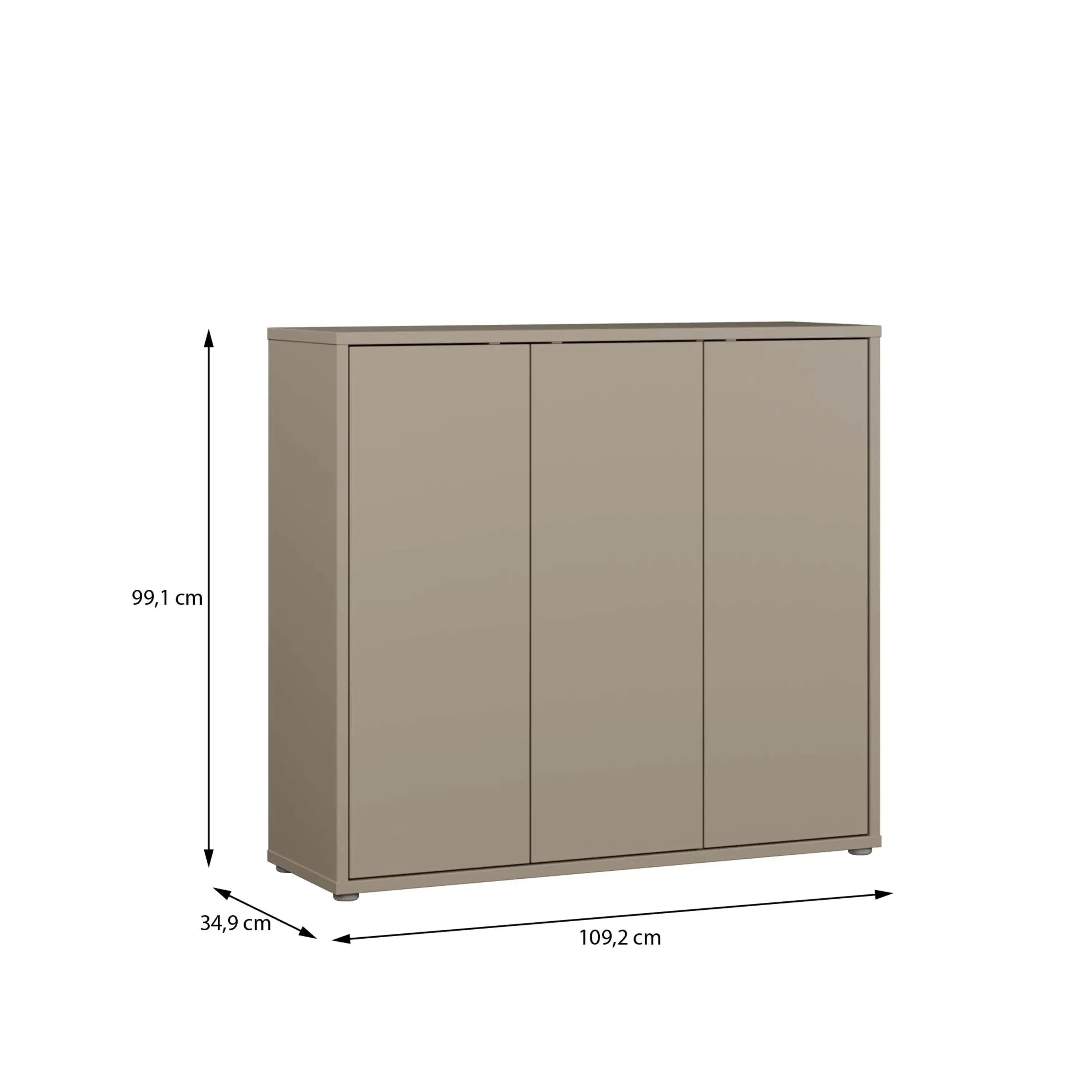 3 Door Shoe Cabinet with Push-to-Open Doors – Taupe Secondary image