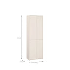 White cabinet with dimensions indicated on a white background