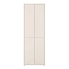 A tall, narrow two-door cabinet or wardrobe in a light warm beige finish, shown against a plain white background.