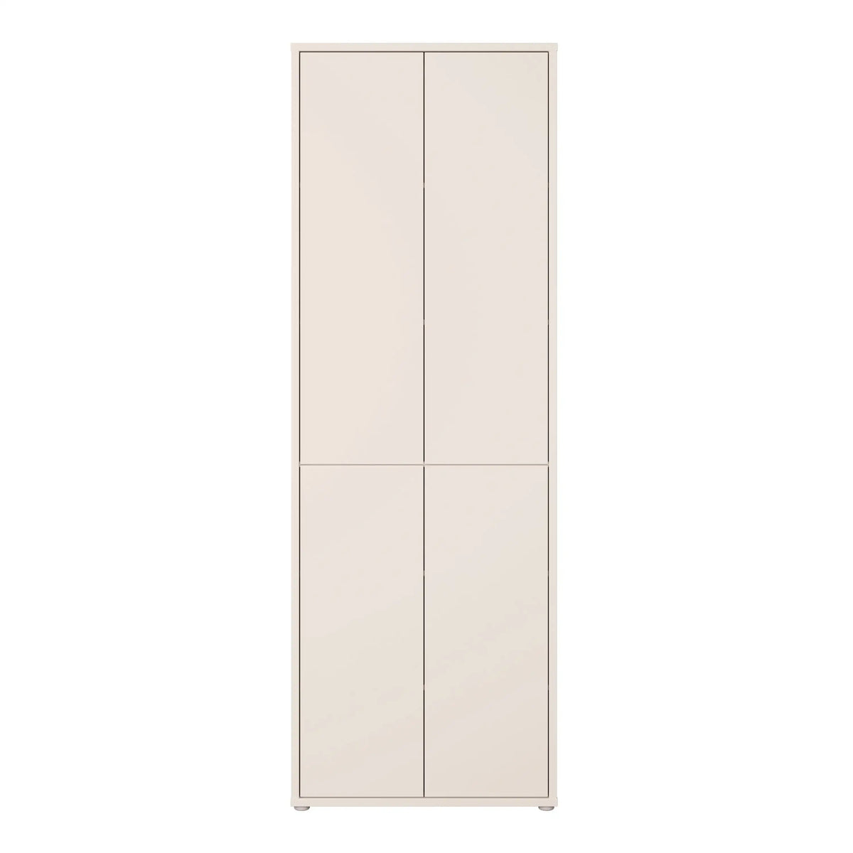 A tall, narrow two-door cabinet or wardrobe in a light warm beige finish, shown against a plain white background.