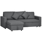 Gray sectional sofa with storage on a white background