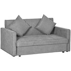 Gray sofa with two cushions on a white background