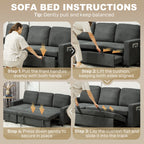 Instructions for converting a sofa bed with images and text steps.