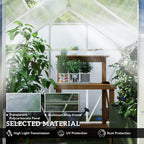 Greenhouse with plants and highlighted material features on a clear background