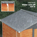 Galvanised steel shed sloped roof with drainage holes for rainwater runoff