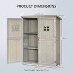 Wooden storage cabinet with dimensions labeled on a light gray background