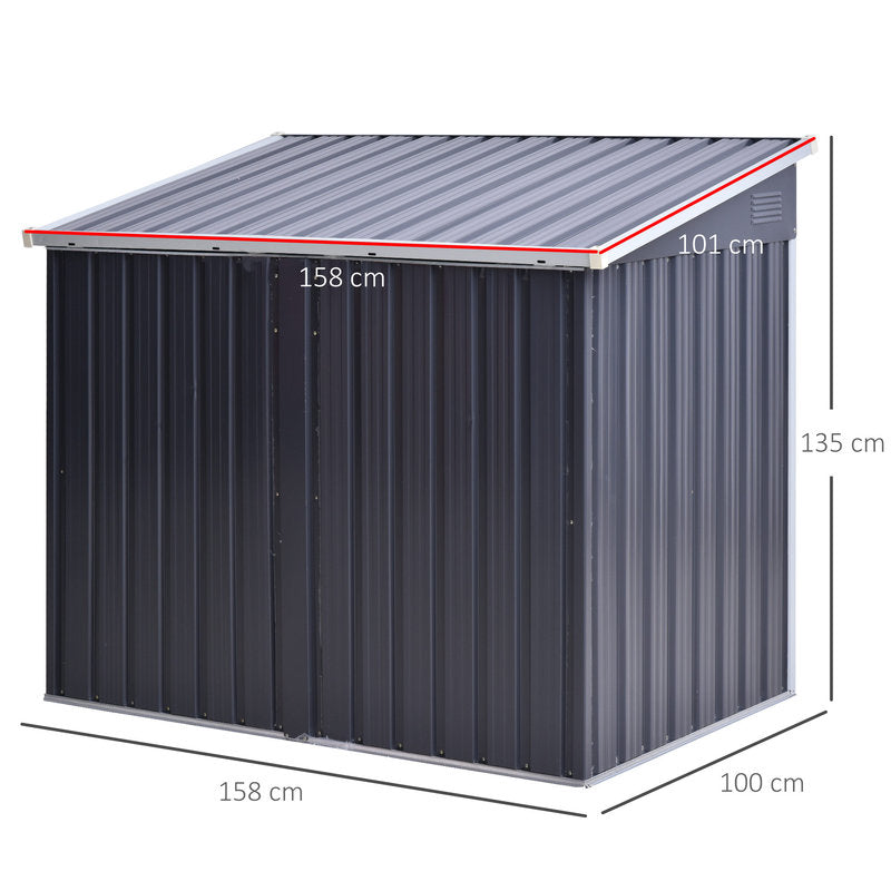 Corrugated Steel Double Wheelie Bin Storage Shelter – Black Secondary image