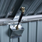 Metal roof gutter system with a lever on a metallic building
