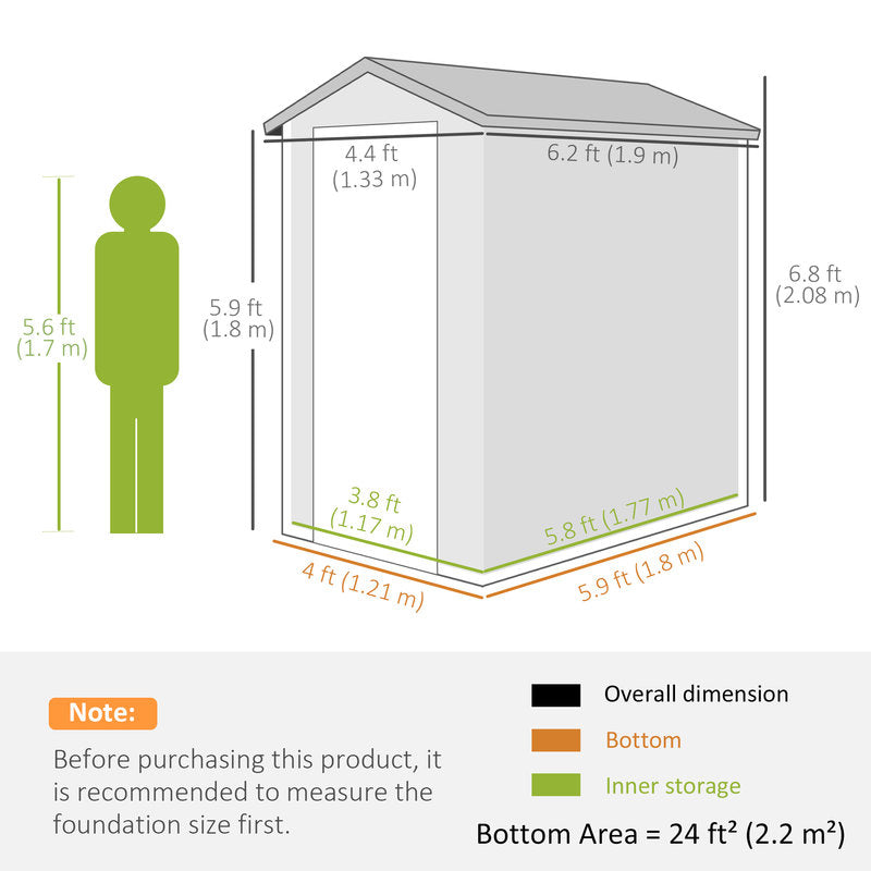 Large Aluminium Frame Plastic Wall Garden Shed with Foundation – Grey Secondary image