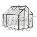 Greenhouse with dimensions labeled on a white background