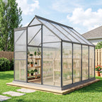 Greenhouse with plants on a sunny day