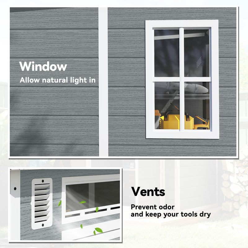Illustration of a small building with windows and vents labeled for natural light and odor prevention.