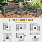 8-piece outdoor sofa set with customizable arrangement options on a white background.