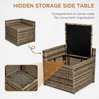 Wicker side table with hidden storage compartment on a white background
