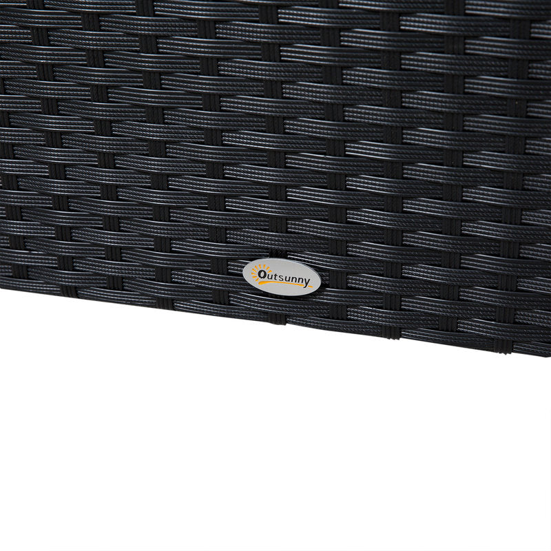 Close-up of a black woven surface with 'Outsunny' logo.