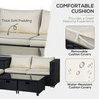 Outdoor furniture set with beige cushions, emphasizing comfort and durability.