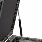 Close-up of a chair with a black support rod on a white background