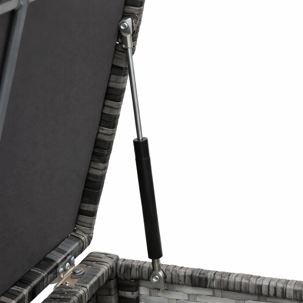 Close-up of a chair with a black support rod on a white background