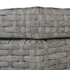 Two woven baskets stacked on top of each other with a white background