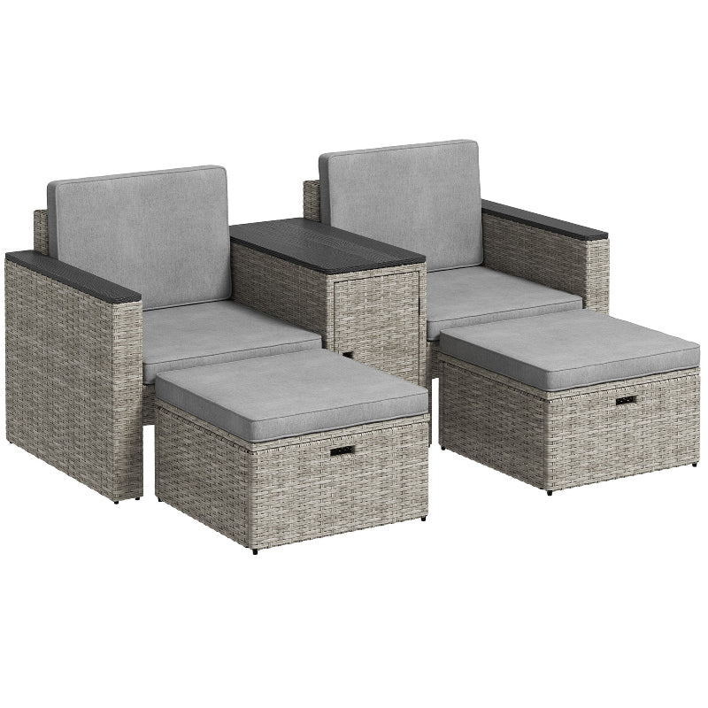 Outdoor furniture set with gray cushions on a white background Main image
