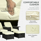 Outdoor furniture set with beige cushions, highlighting comfort and features like water-repellent fabric.