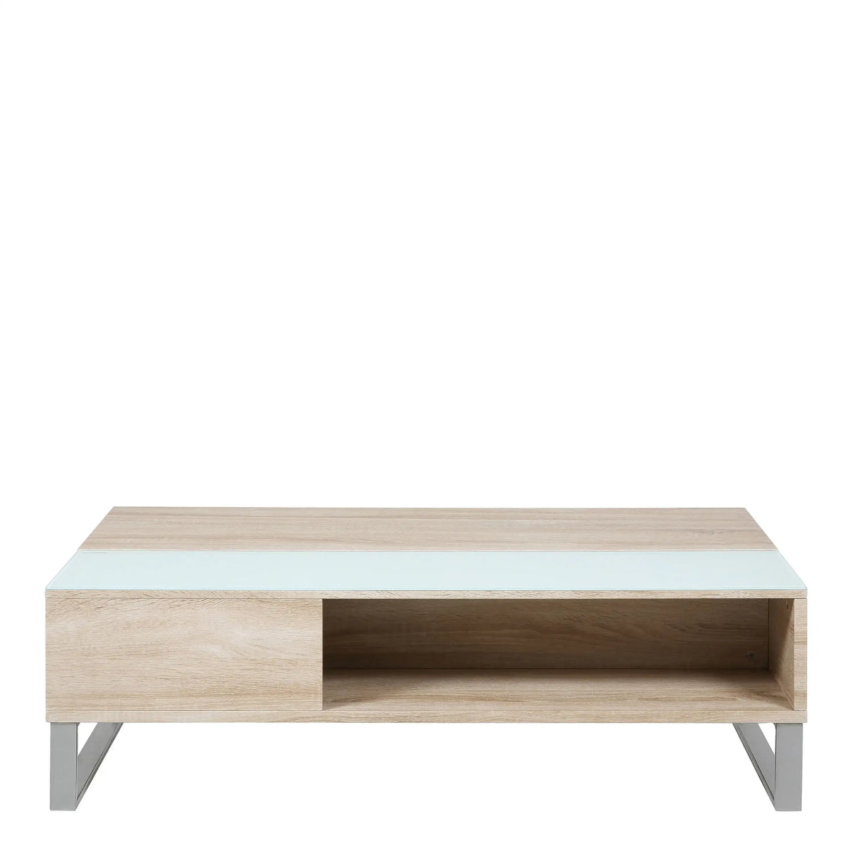 Wooden coffee table with a light finish on a white background