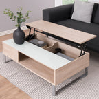 Coffee table with lift-top feature in a living room setting