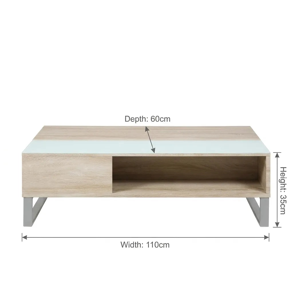 Lift-Up Coffee Table with Hidden Storage – Oak Secondary image