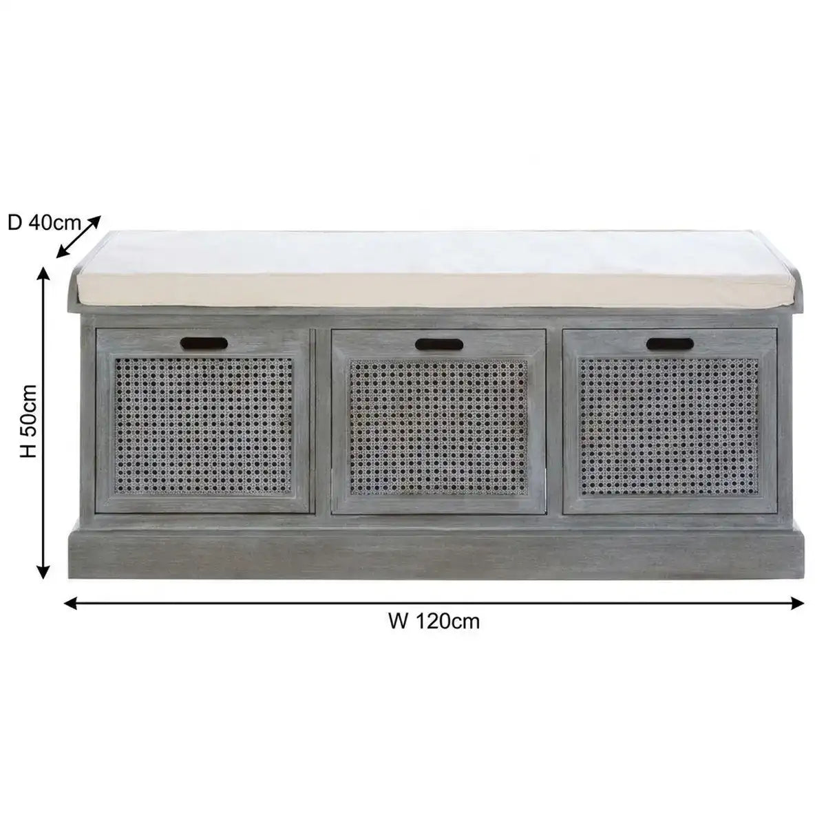 Heritage Grey Wood Storage Bench with 3 Drawers Secondary image