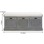 Heritage Grey Wood Storage Bench with 3 Drawers