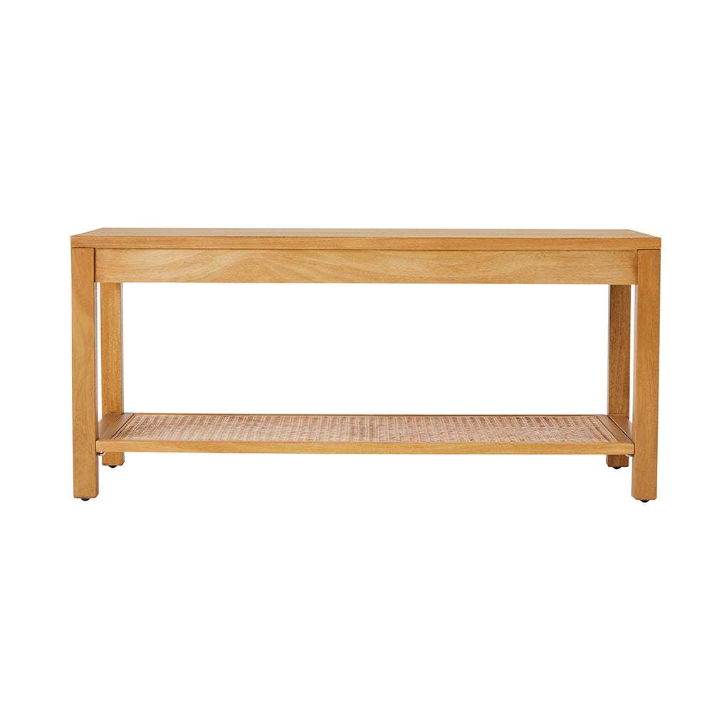 Bali Rattan Bench with Storage Shelf - Zalynco