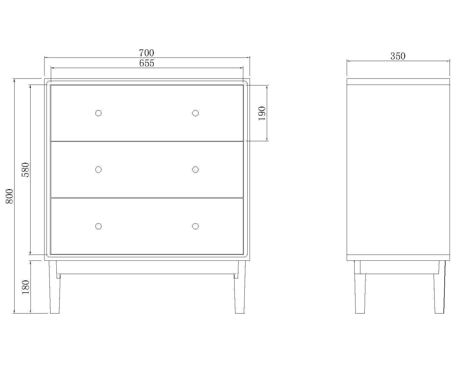 Wright Oak Chest of 3 Drawers Secondary image