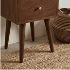 Scandinavian Walnut Logan Narrow Bedside Table - Zalynco
