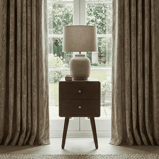 Scandinavian Walnut Logan Narrow Bedside Table - Zalynco