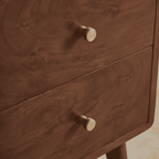 Scandinavian Walnut Logan Narrow Bedside Table - Zalynco