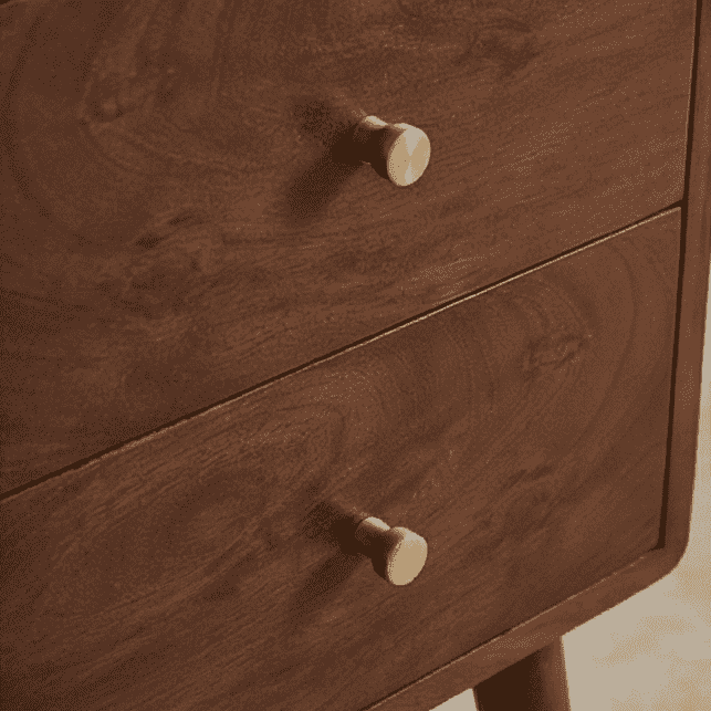 Scandinavian Walnut Logan Narrow Bedside Table - Zalynco