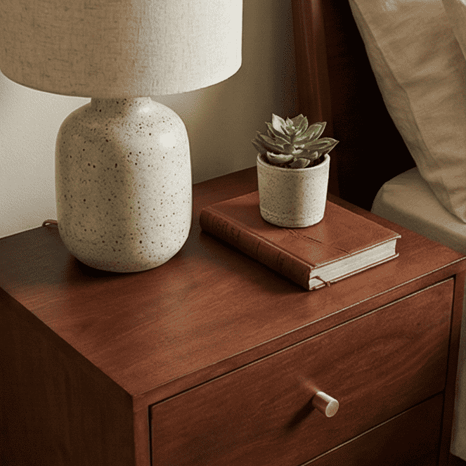 Scandinavian Walnut Oslo Bedside Table - Zalynco