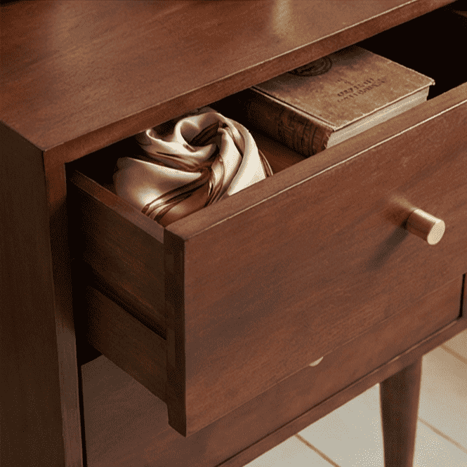 Scandinavian Walnut Oslo Bedside Table - Zalynco