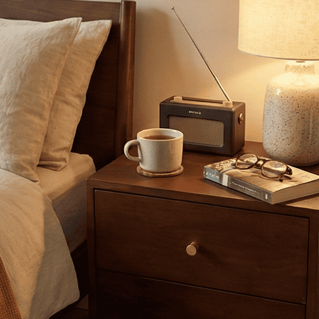 Scandinavian Walnut Oslo Bedside Table - Zalynco