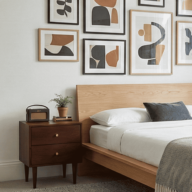 Scandinavian Walnut Oslo Bedside Table - Zalynco
