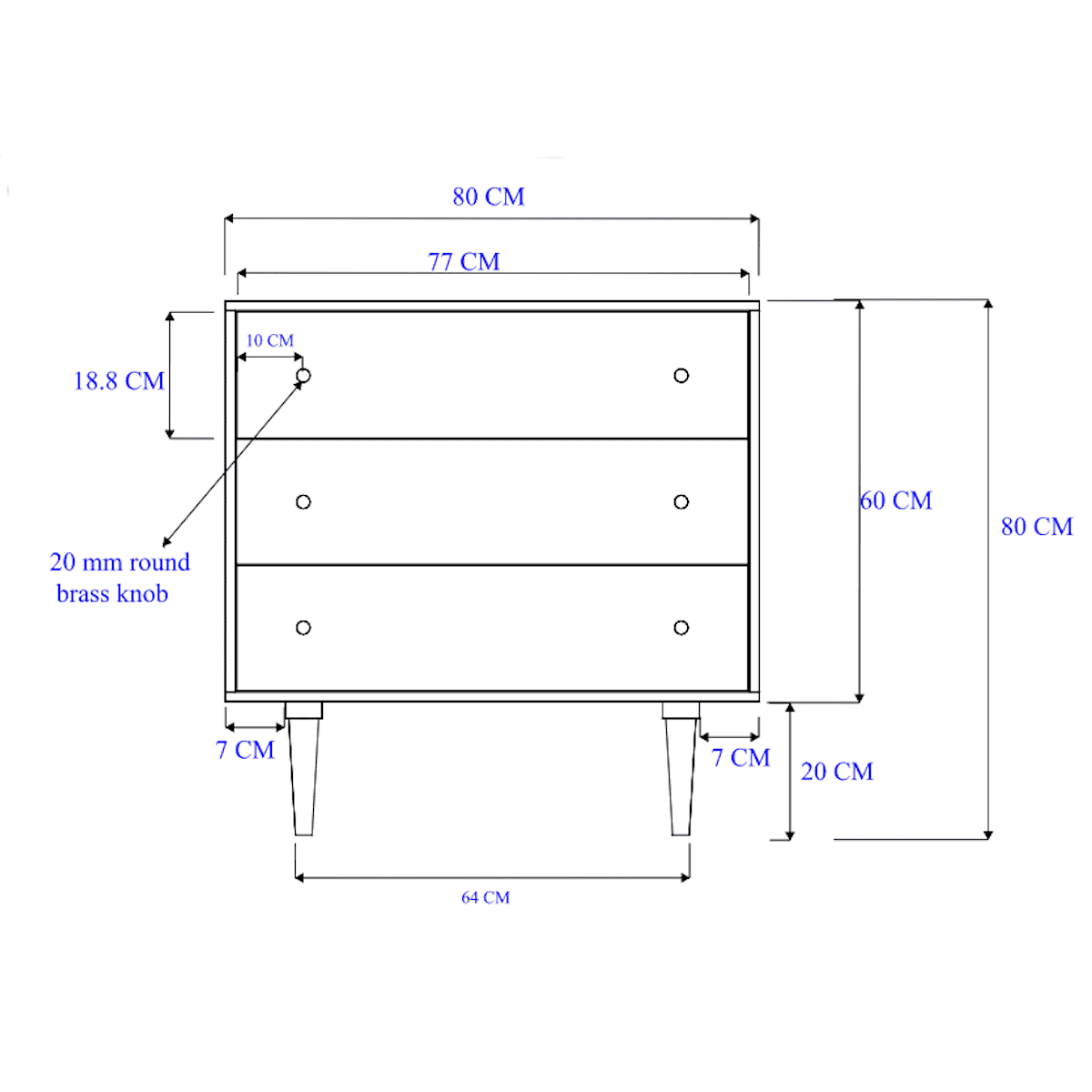Minimalist Mango Wood Light Oak Oslo Chest of 3 Drawers Secondary image